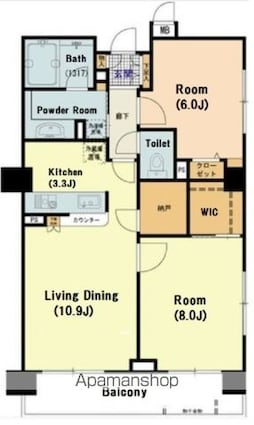 東京都中央区勝どき２丁目[2LDK/66.25m2]の間取図