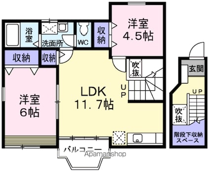 シャン・ド・フルール[2LDK/58.53m2]の間取図