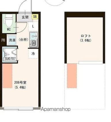 ル・ブラン小岩[1R/12.1m2]の間取図