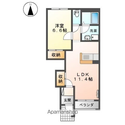 ソレアード・ハイムＡ[1LDK/44.52m2]の間取図