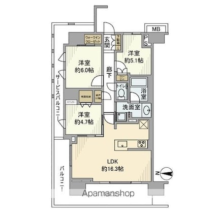 プラウド東陽町サウス[3LDK/73.73m2]の間取図