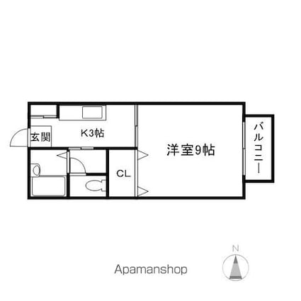 スプリングガーデンみずほ台[1K/26.93m2]の間取図