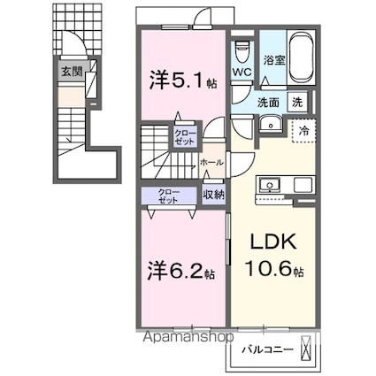 クレール　ストーン　Ⅲ[2LDK/52.82m2]の間取図