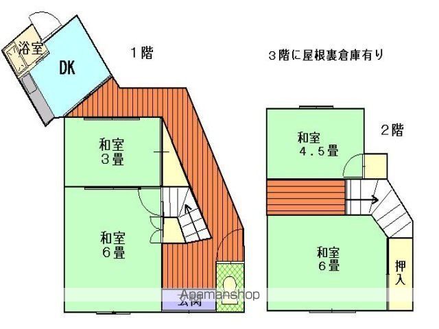 広島電鉄宮島線 広電廿日市駅 徒歩7分 2階建 築46年の間取り写真