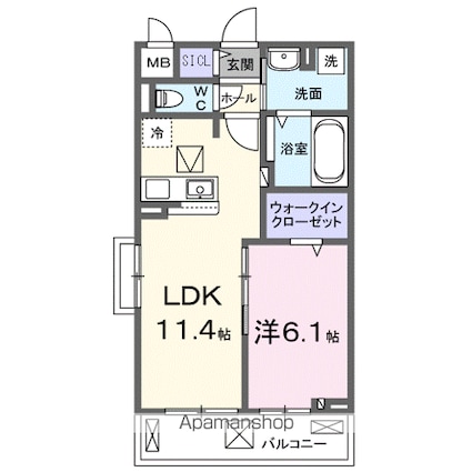 レスパスカルム[1LDK/42.51m2]の間取図