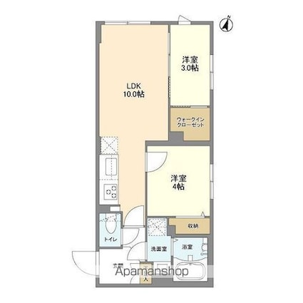 ウェルスクエア駒場東大前[2LDK/40.32m2]の間取図