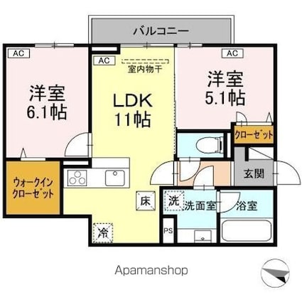 Ｄーｒｅｓｉｄｅｎｃｅ明神[2LDK/53.17m2]の間取図