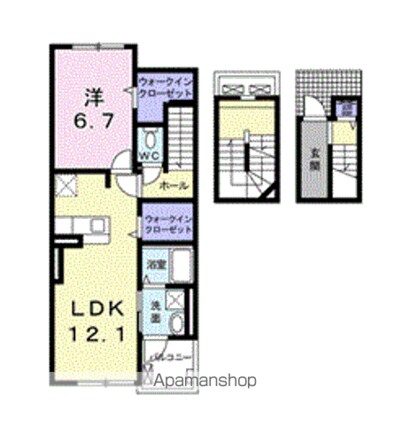 アンソレイエⅤ[1LDK/44.88m2]の間取図