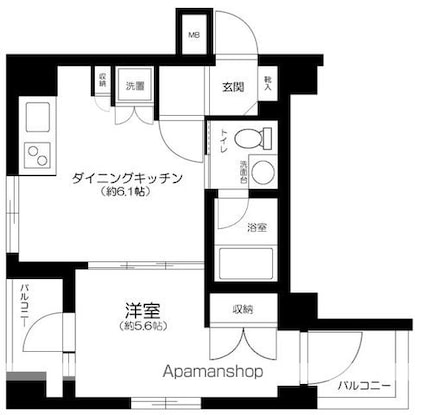 東京都世田谷区玉川台１丁目[1DK/30.32m2]の間取図