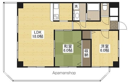 ロイヤル竜王[2LDK/66m2]の間取図