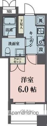 メゾンビスタ渋谷宇田川[1K/21.82m2]の間取図