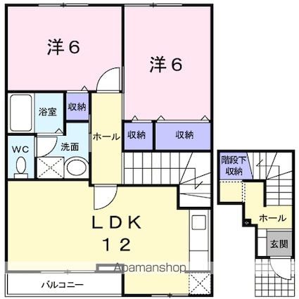 ハイブリッヂハピネスＢ[2LDK/64.43m2]の間取図