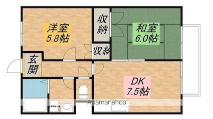 滋賀県大津市月輪３丁目[2DK/45.21m2]の間取図