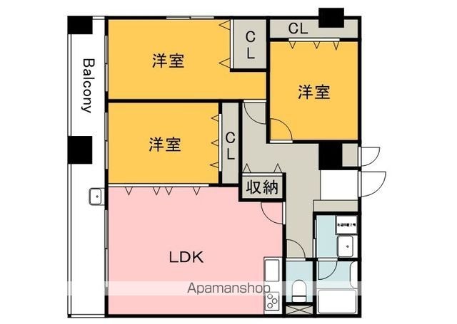 広島県広島市中区十日市町２丁目[3LDK/79.65m2]の間取図