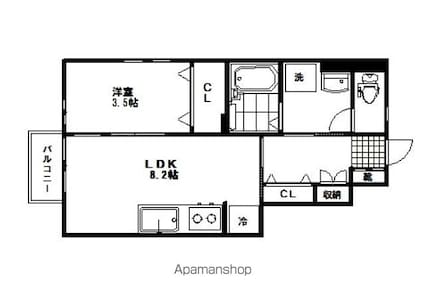 ココリ長町８丁目[1LDK/33.95m2]の間取図
