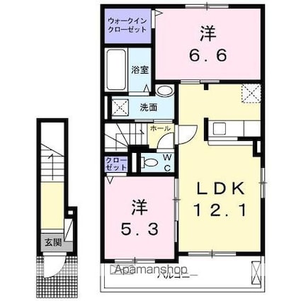エクセラン一宮Ｃ[2LDK/58.99m2]の間取図