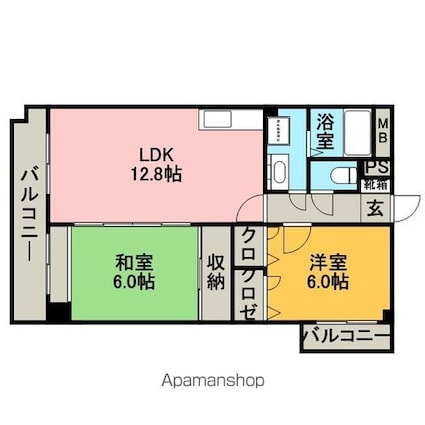 福岡県大野城市筒井５丁目[2LDK/60.7m2]の間取図