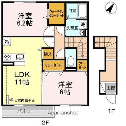 ラマージュ　Ⅹ[2LDK/62.13m2]の間取図