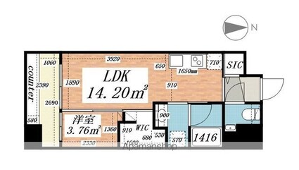 パークルール大手町[1LDK/27.1m2]の間取図