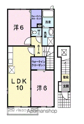 メロウ　アヴェニューＣ[2LDK/54.85m2]の間取図