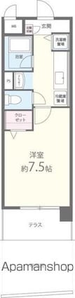 滋賀県大津市春日町[1K/24.94m2]の間取図