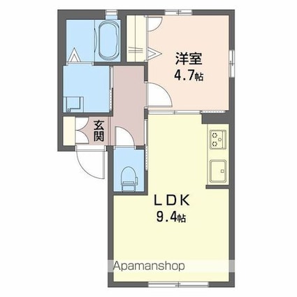 シャーメゾン学園前[1LDK/34.66m2]の間取図