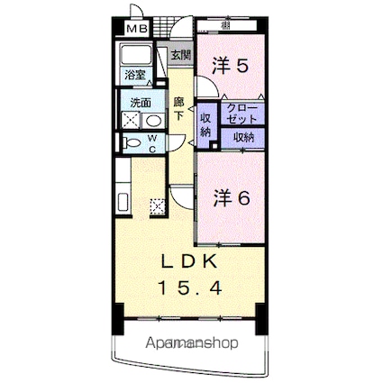 和歌山県和歌山市紀三井寺[2LDK/62.17m2]の間取図