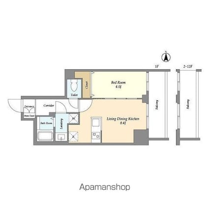 Ａｕｇｕｓｔａ　Ｒｅｓｉｄｅｎｃｅ　新小岩[1LDK/32.88m2]の間取図