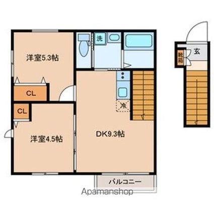 メゾンジェム[2DK/45.95m2]の間取図
