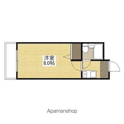 ウイング楽々園[1K/20m2]の間取図