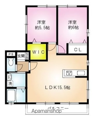 ビアンキ[2LDK/57.29m2]の間取図