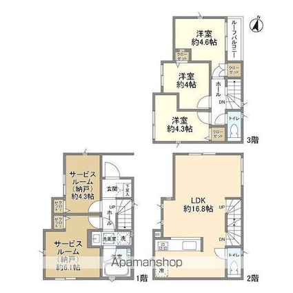 Ｋｏｌｅｔ中浦和１３[3SLDK/89.88m2]の間取図