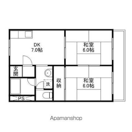 市兵衛第二ビル[2DK/42m2]の間取図