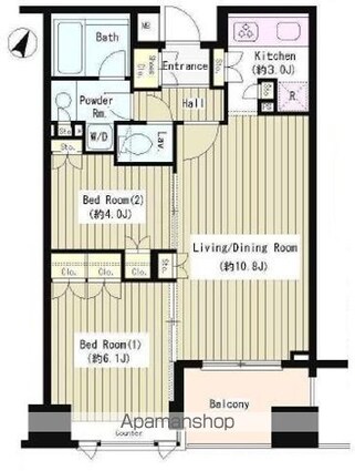 東京都中央区日本橋堀留町２丁目[2LDK/53.68m2]の間取図