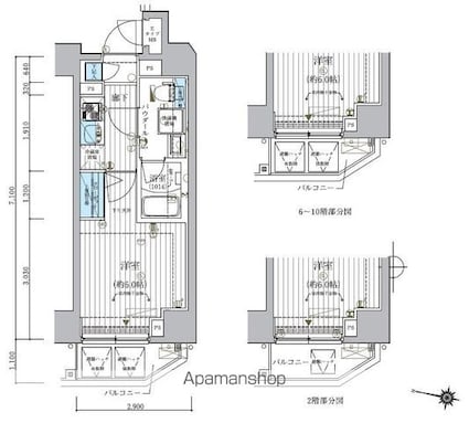 メインステージ松戸[1K/21.11m2]の間取図