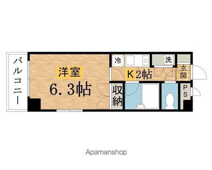 ビレッジコア八王子[1K/21.06m2]の間取図