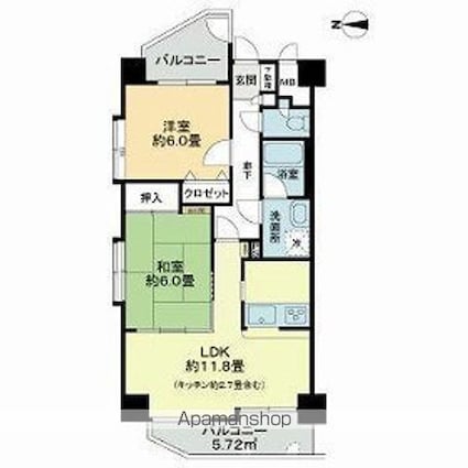 ライオンズマンション泉中央[2LDK/58.79m2]の間取図