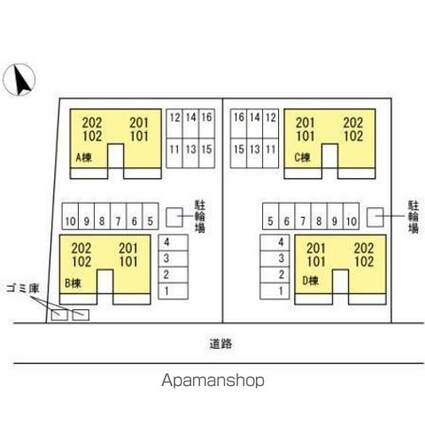 リジェール東山崎　Ｃ・Ｄ棟[2LDK/55.44m2]の配置図