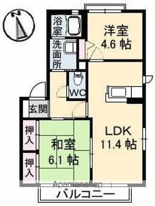 ＹＭハイツ　Ａ・Ｂ・Ｃ棟[2LDK/52.54m2]の間取図