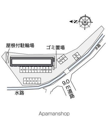 レオパレスベルハイム笠山[1K/21.81m2]の配置図