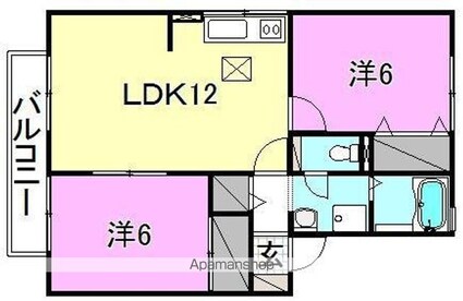 セルーナ椿　Ｄ棟[2LDK/53.72m2]の間取図