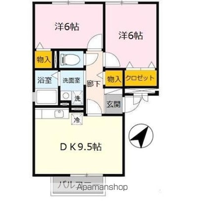 和歌山県和歌山市餌差町１丁目[2DK/50.47m2]の間取図
