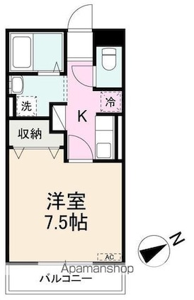 香川県高松市上福岡町[1K/26.71m2]の間取図