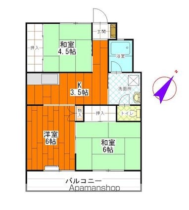 グランドハイツクボタ[3K/51.2m2]の間取図