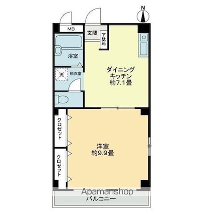 フィネス秋桜[1DK/37.28m2]の間取図