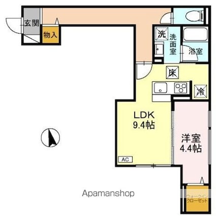 ＴＯＲＩＳＩＡＳ宿郷[1LDK/41.45m2]の間取図