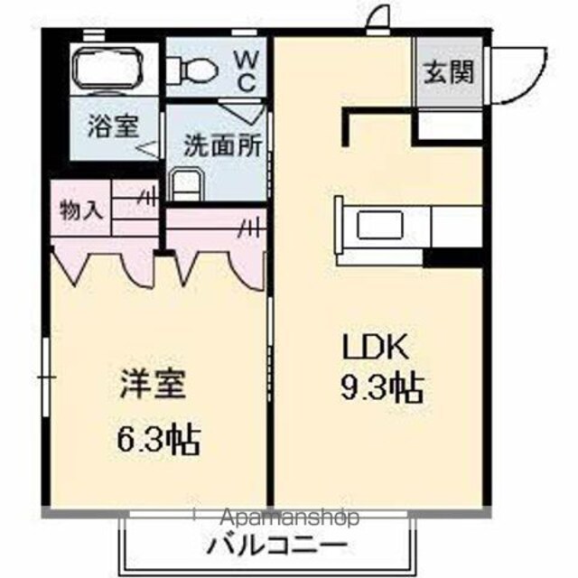 ディアスＴ’ｓ[1LDK/39.75m2]の間取図