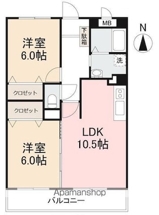 プロスパーＩ[2LDK/53.95m2]の間取図
