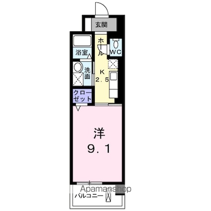 千葉県柏市若柴[1K/30.92m2]の間取図