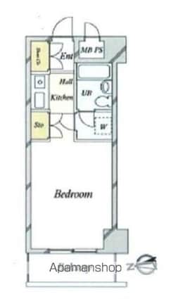 ライオンズマンション新宿東公園[1K/22.8m2]の間取図